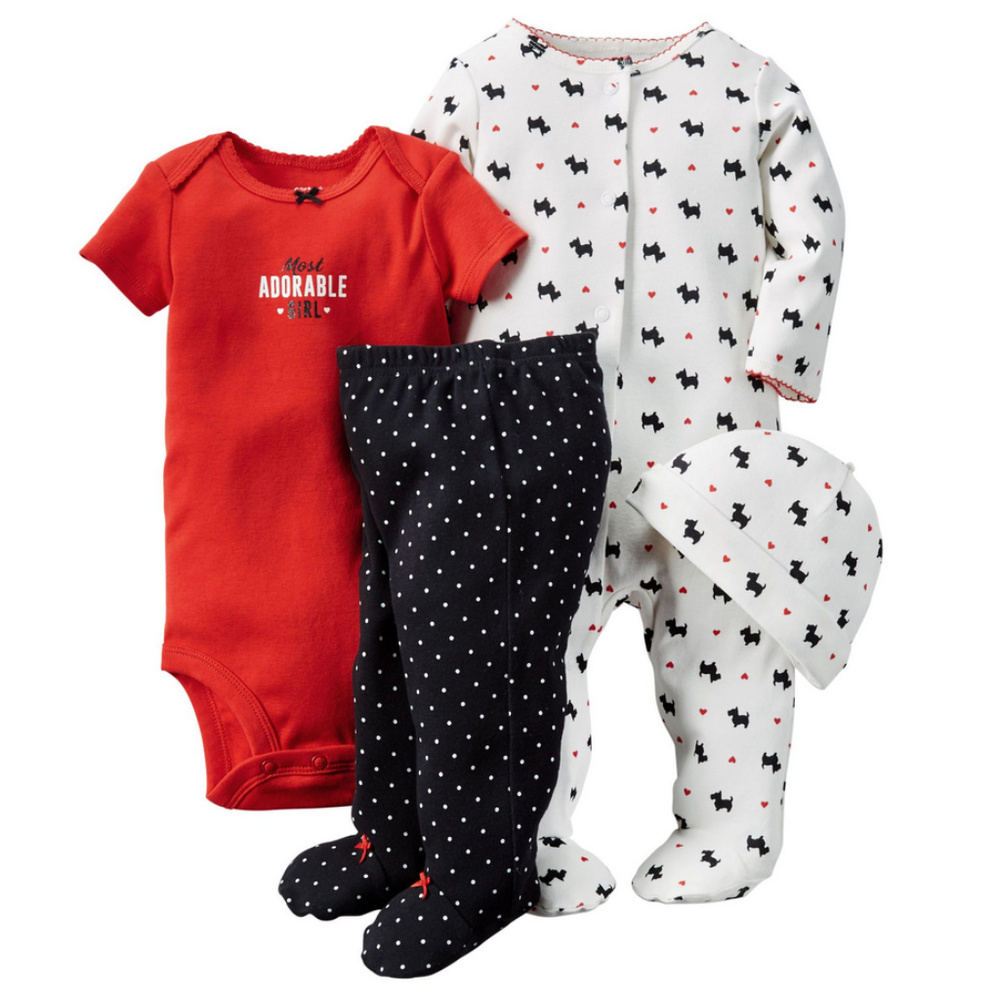 Carter’s 6 Months Baby Girl Holiday Footie Hat Pant Set Scottie Dog Outfit